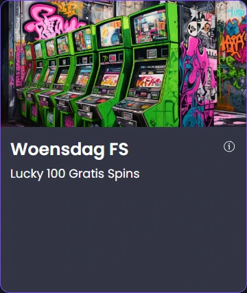 Woensdag gratis spins bonus – rijen groene gokkasten met graffiti muur